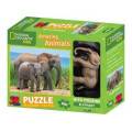 Puzzle 3D efekt - Sloni 100 dílků s figurkou