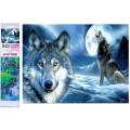 Diamantový obrázek 40x30cm - Vlk v zimě 5264