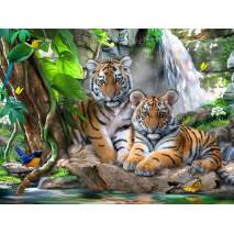 Puzzle 3D efekt - Tygři 63 dílků