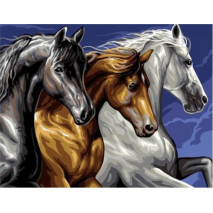 Diamantový obrázek 40x30cm - Tři koně 6784