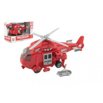 Vrtulník záchranářský ČERVENÝ - WY750B, zvuky a světlo