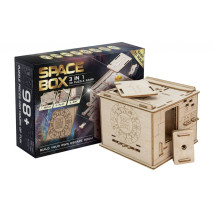 EscWelt Dřevěná stavebnice a hlavolam 3v1 3D SPACE Box