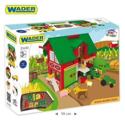 Wader Farma se stodolou traktorem a zvířátky 25450